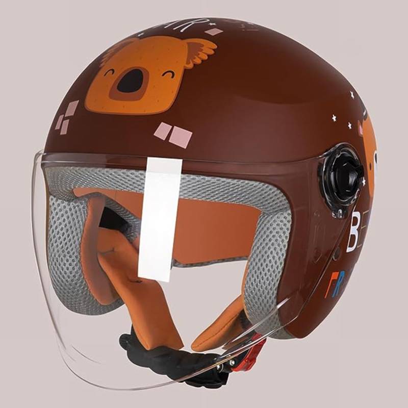 Kinder Motorradhelm, Jungen Und Mädchen Rollerhelm, Mofa Helm, Jethelm Mit Sonnenblende, Fahrradhelm, 46-55Cm, Für 5 Jahre - 12 Jahre Kid. E,46-55cm von GZEZHA