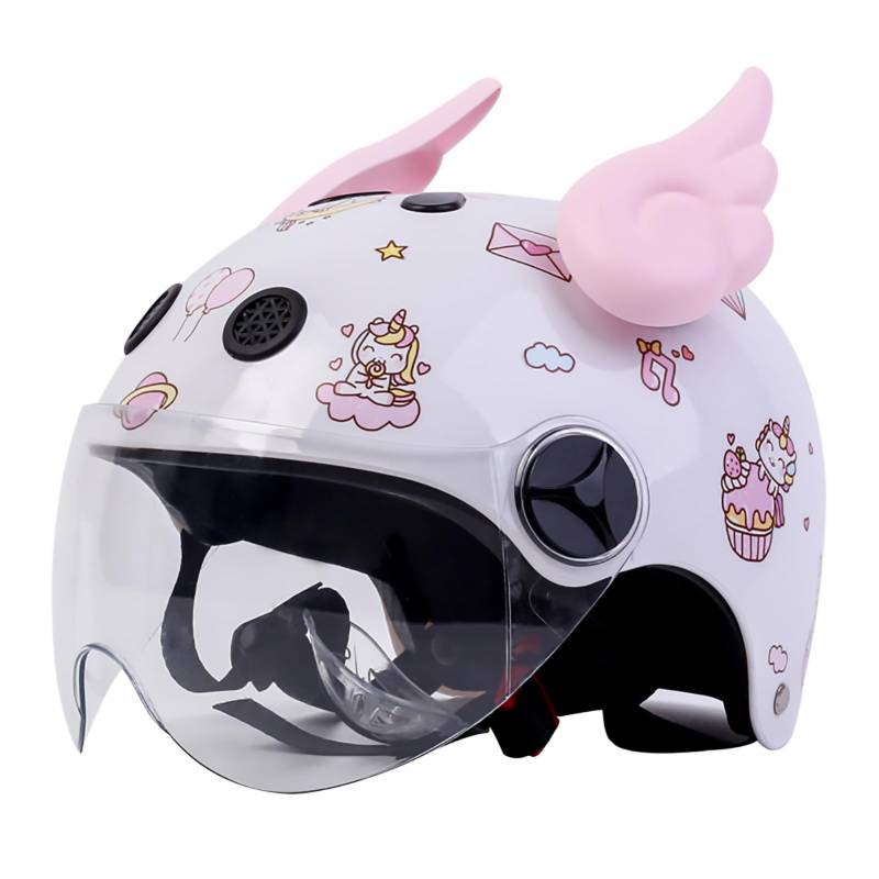 Kinder-Motorradhelm, Rollerhelm, Outdoor-Sporthelm, Kinder-Motorrad-Fahrrad-Motorradhelm, Jungen Und Mädchen, Geeignet Für 4–13 Jahre F,45-53cm von GZEZHA