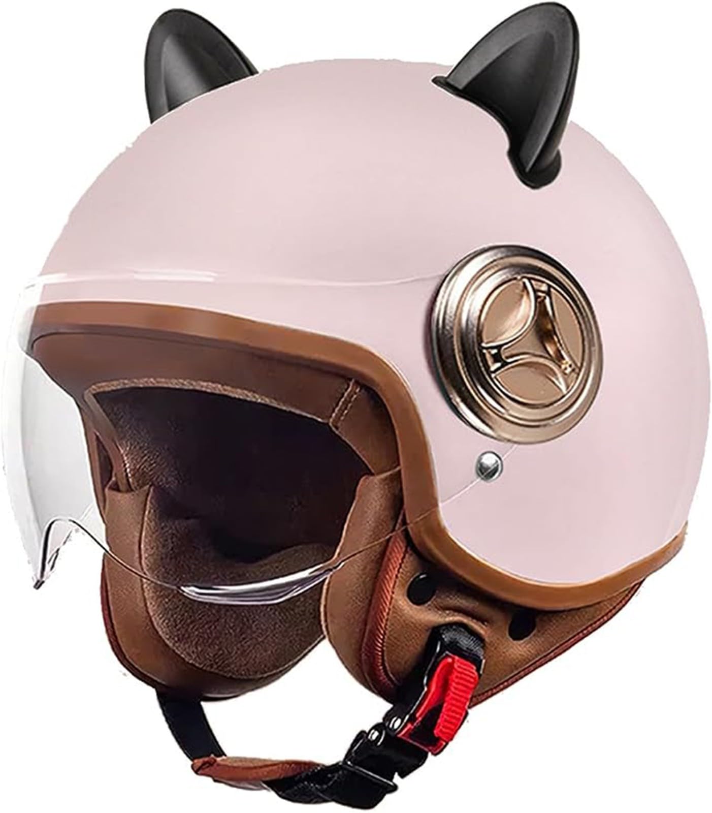 Kinder-Motorradhelm für Kinder, elektrisch, Katzenohren, halber Helm, Jugend, klein und leicht, für Straßenroller, Fahrrad, Moped, für 2–14 Jahre A,54-61cm von GZEZHA