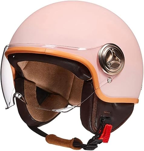 Vintage-Vespa-Motorradhelm Mit Offenem Gesicht, DOT-Geprüft, Für Herren Und Damen, Vespa 3/4-Motorrad-Halbhelm Mit Visier, Leichter, Atmungsaktiver Elektrischer Halbhelm A,54-61CM von GZEZHA