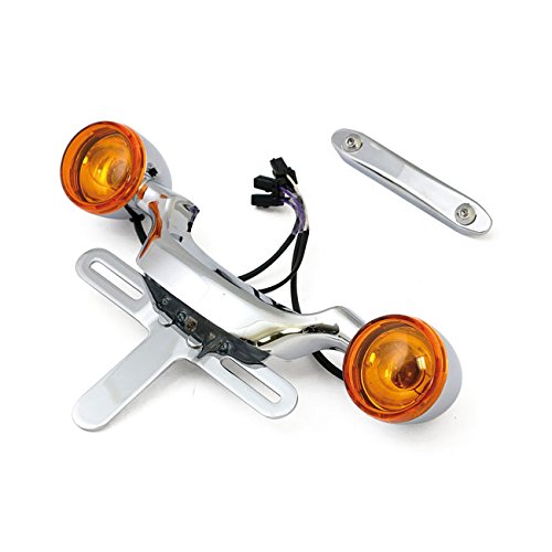 GZM Blinker-Set für Harley Davidson 99-08 Touring mit verchromtem Kennzeichenhalter und gelben LED-Blinkern von GZM