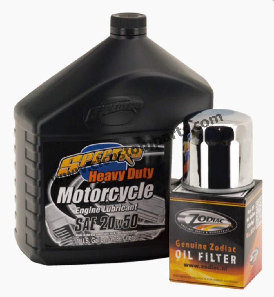 Inspektionsset Spectro Motoröl 20W-50 + Chrom-Ölfilter für Harley Sportster von 1984 bis heute; Dyna Softail Touring V-Rod von 1984 bis 1999 von GZM