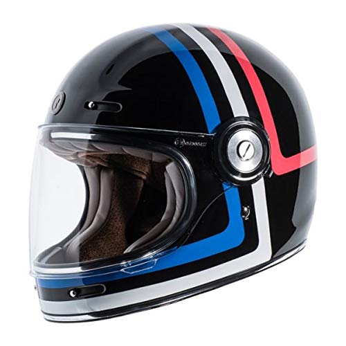 Integralhelm TORC T-1 Retro Americana Tron Vintage Schwarz glänzend Gloss Black Zulassung ECE DOT Biker Motorrad Größe XL von GZM