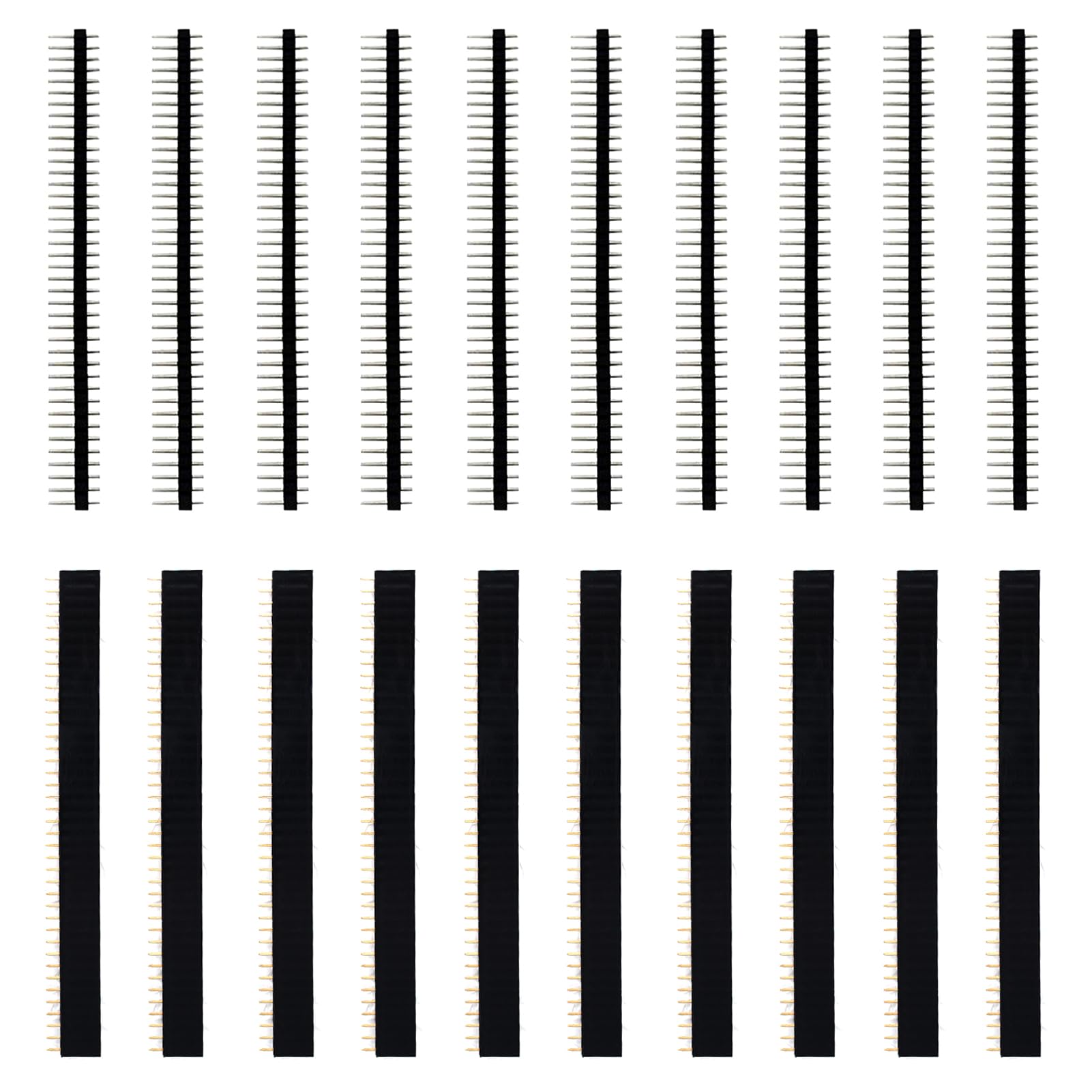 20 Stück 2.54mm Breakaway Platine 40Pin Stecker und Buchsenleiste für Arduino Shield,Stiftleiste,Pin Header Männlich und Weiblich Stiftleiste PCB Löten Buchsenleiste Lötpins Lochrasterplatine von GZQINGYONG