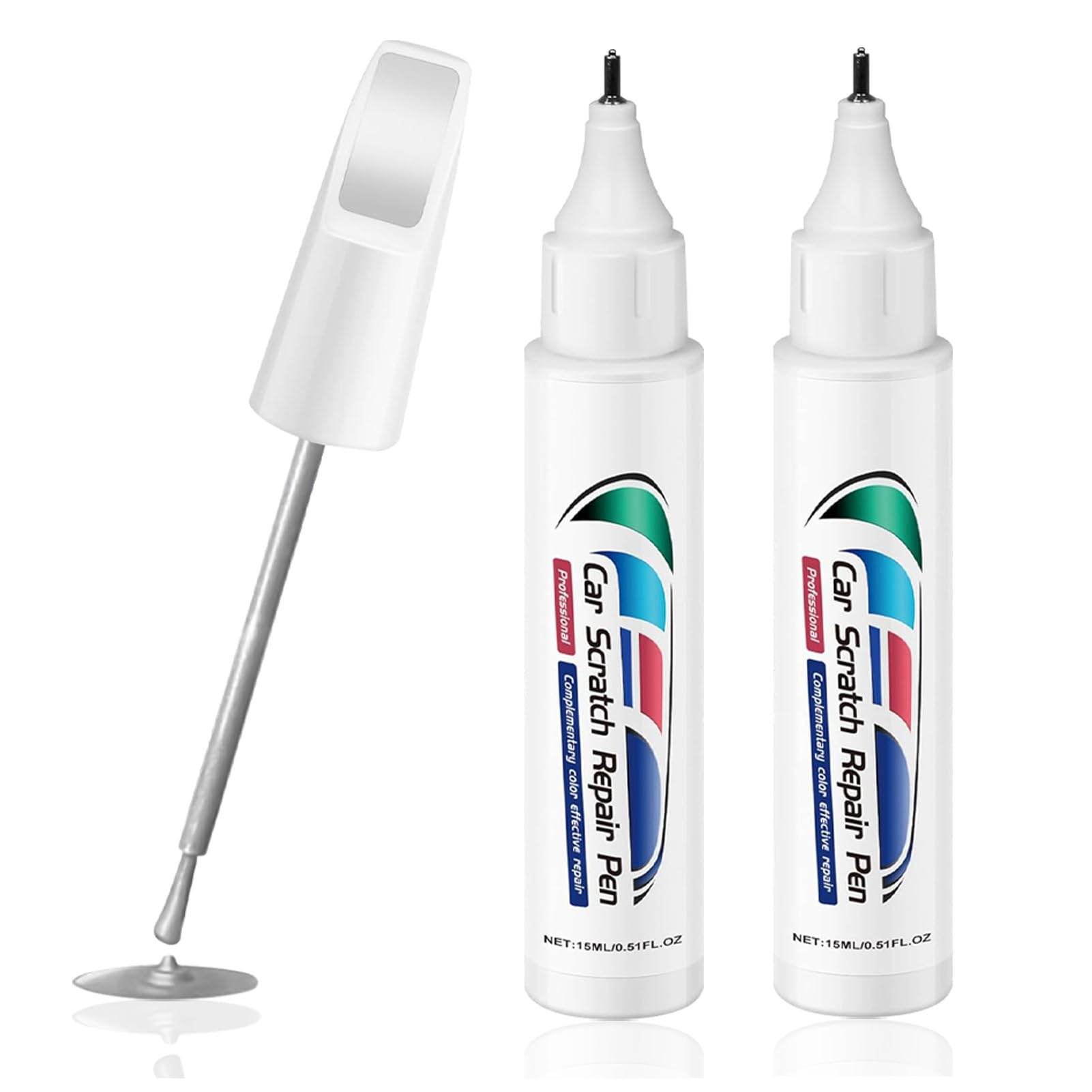 Lackstift Schwarz Lackstift Auto,2 Stück Lackstift Weiß Glänzend 15ml, 2 in 1 Kratzer Entferner Auto,Schnelltrocknender Felgenlack Weiß Glänzend Zum Abdecken Und Reparieren Von Autokratzern (Silber) von GZWY