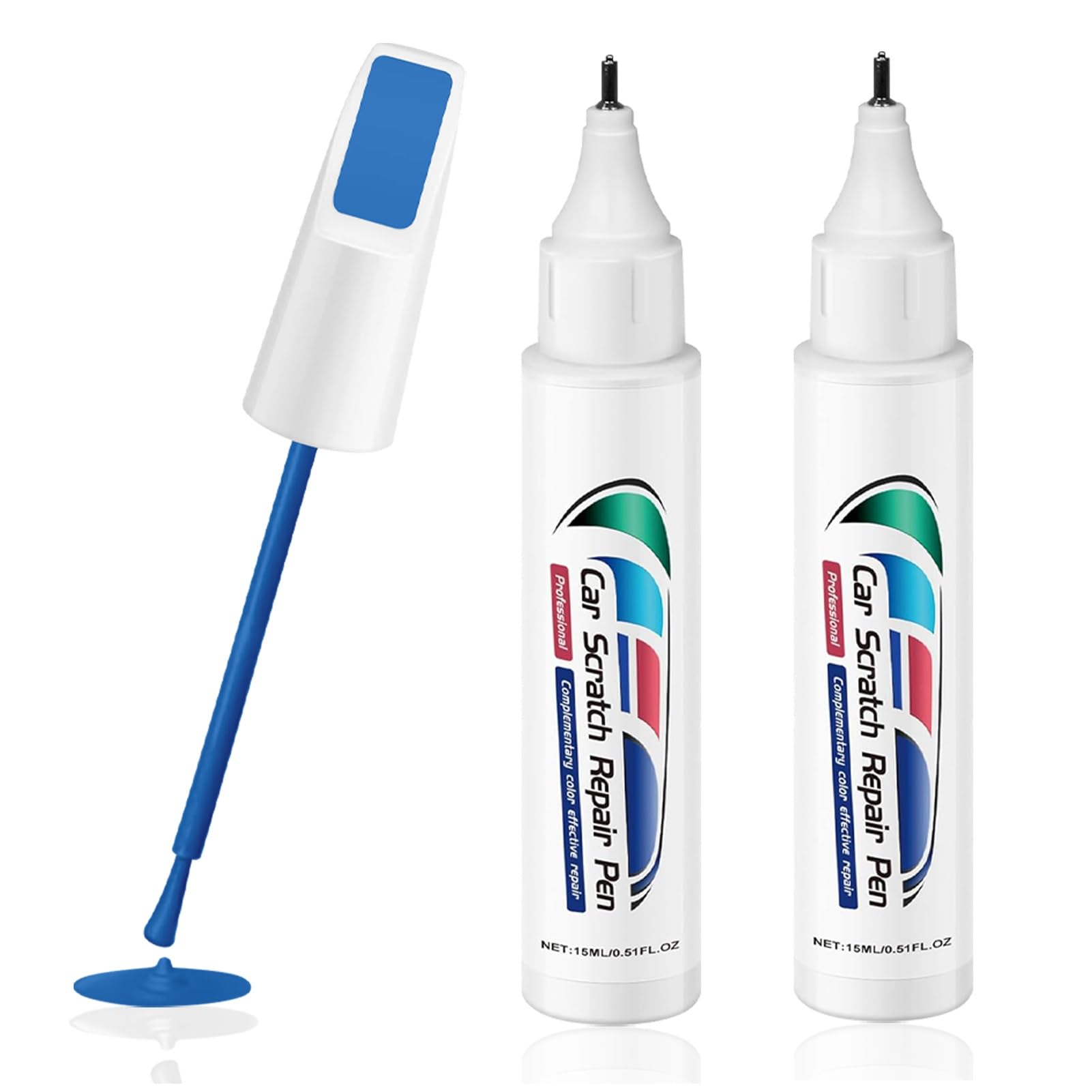 Lackstift Schwarz Lackstift Auto,2 Stück Lackstift Weiß Glänzend 15ml, 2 in 1 Kratzer Entferner Auto,Schnelltrocknender Felgenlack Weiß Glänzend Zum Abdecken Und Reparieren Von Autokratzern (Blau) von GZWY