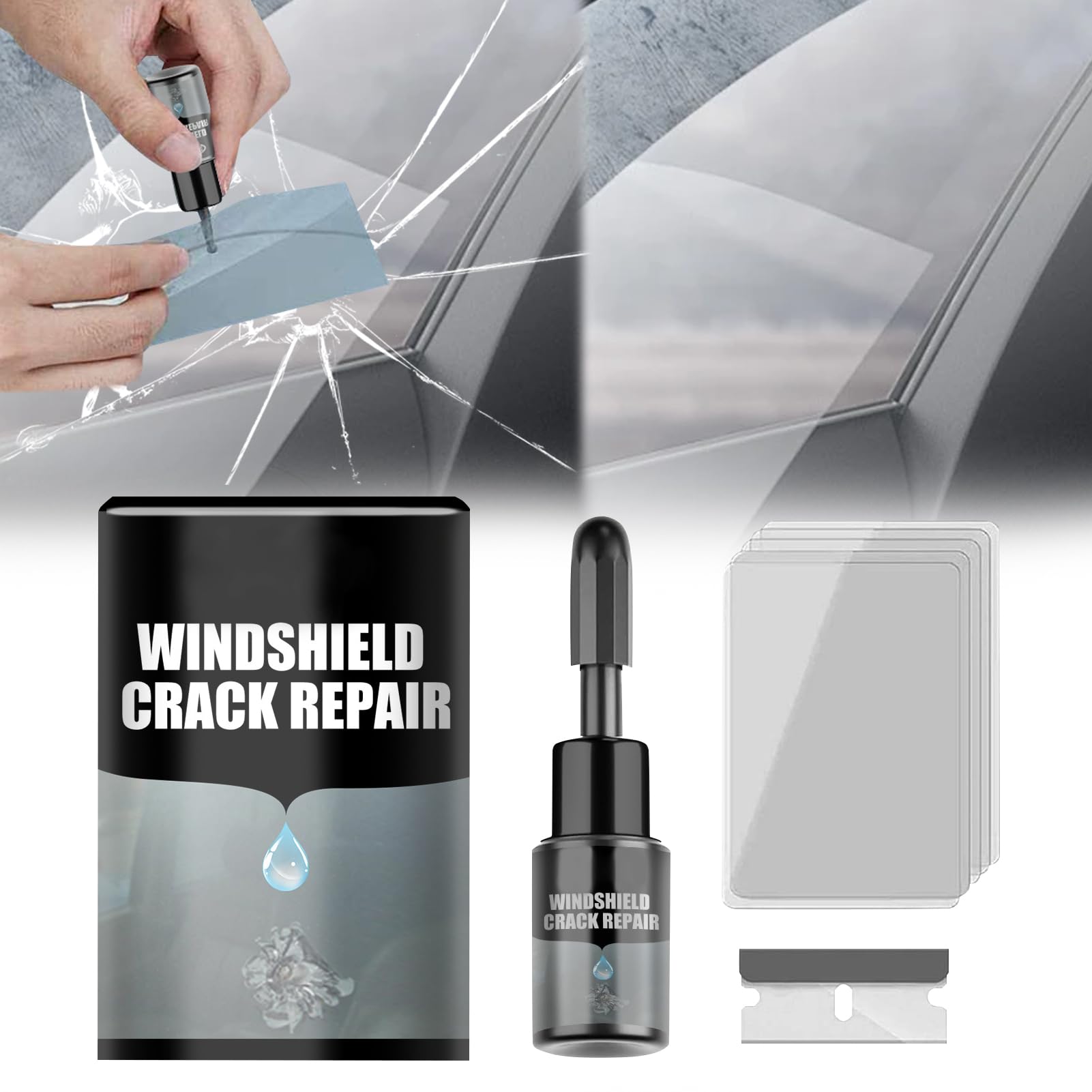 Steinschlag Reparaturset Windschutzscheibe, Auto Windschutzscheiben Reparaturset Werkzeug, Glas Reparatur Set, Professionelles Windshield Repair Kit Scheiben Reparaturset Schnell (1 Set) von GZWY