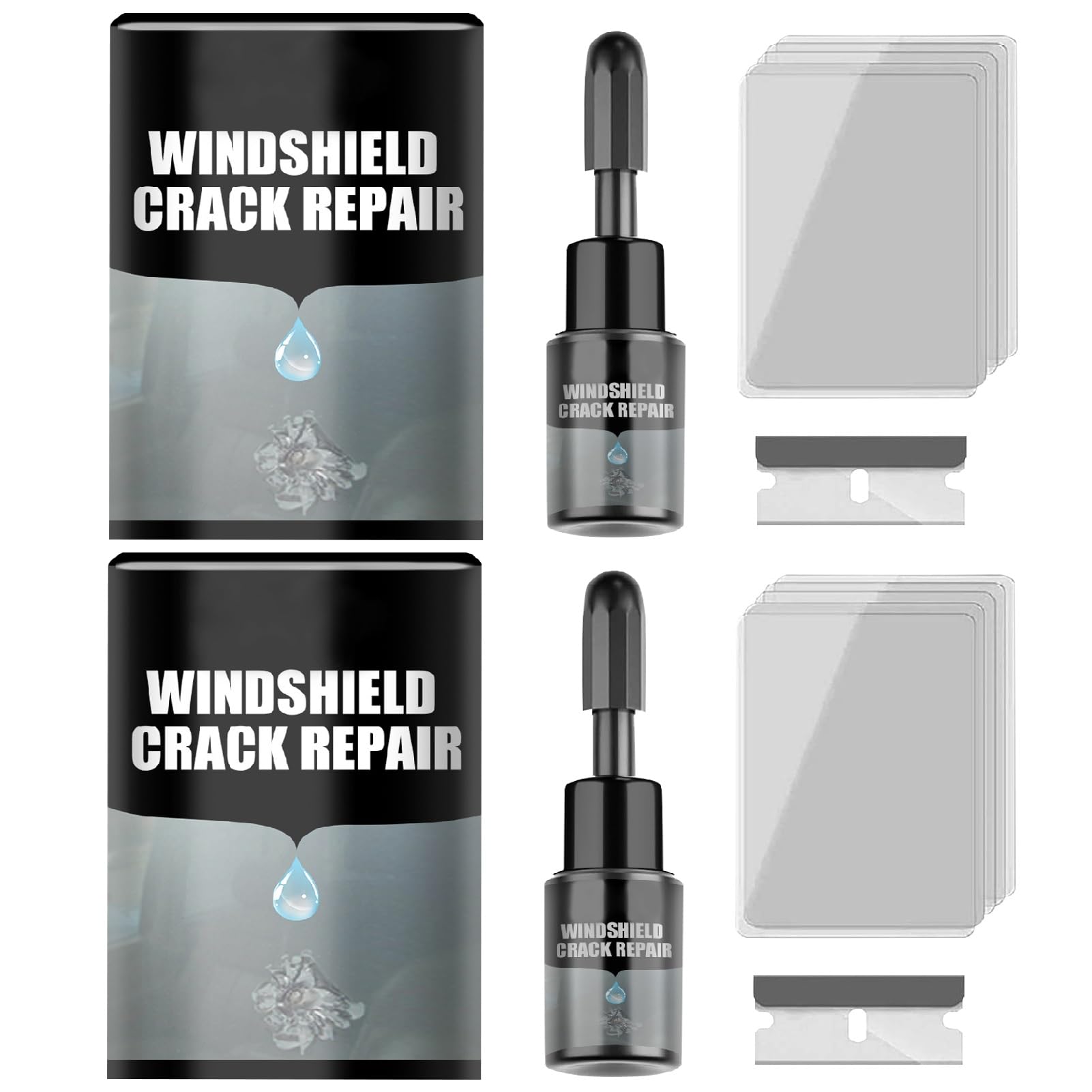 Steinschlag Reparaturset Windschutzscheibe, Auto Windschutzscheiben Reparaturset Werkzeug, Glas Reparatur Set, Professionelles Windshield Repair Kit Scheiben Reparaturset Schnell (2 Sets) von GZWY