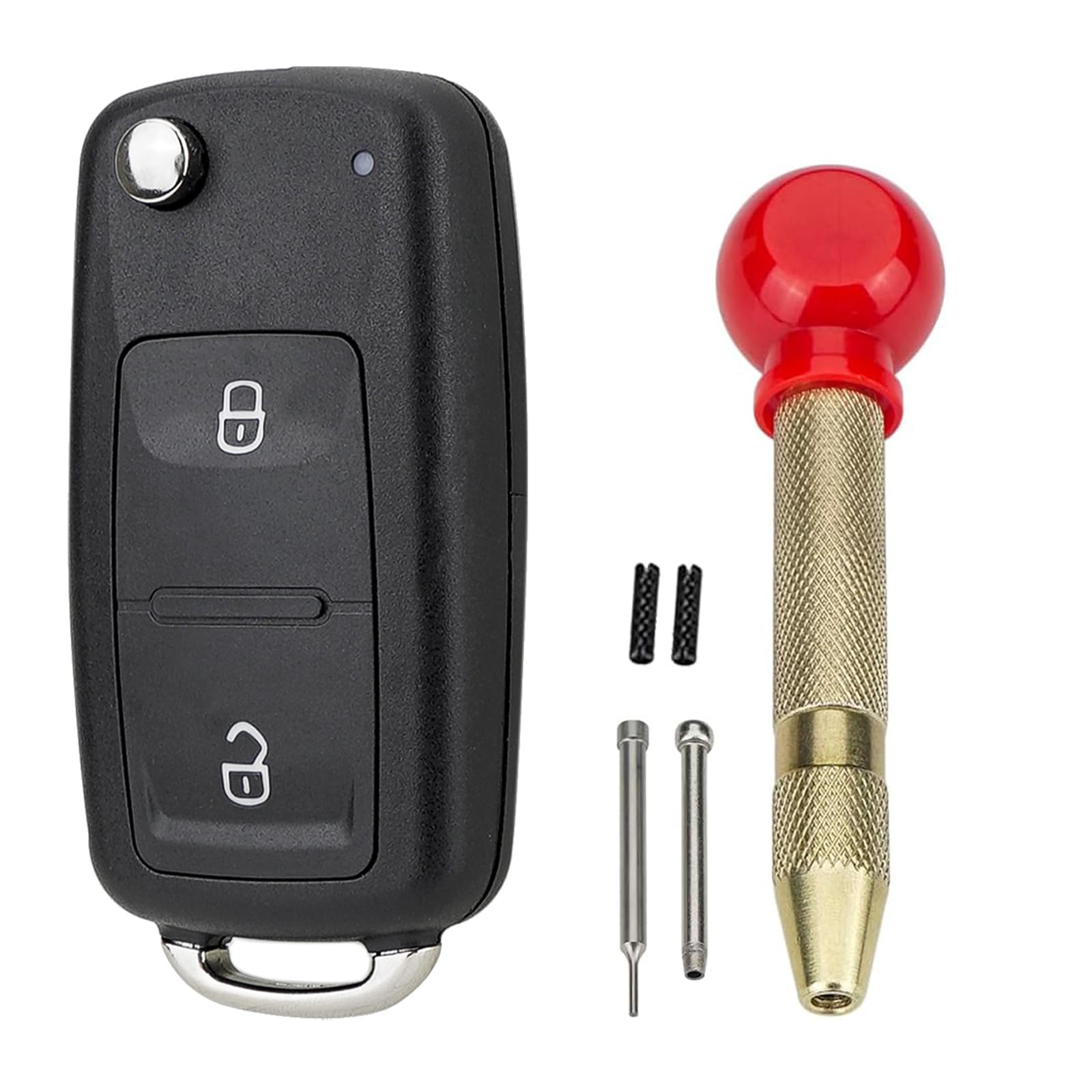 2 Tasten für VW Auto Fernbedienungsgehäuse Gehäuse für VW Transporter T6 Amarok Polo Golf Schlüsselschale mit Pin Removal Tool VW Key Blade Removal Tool von GZXNKEY