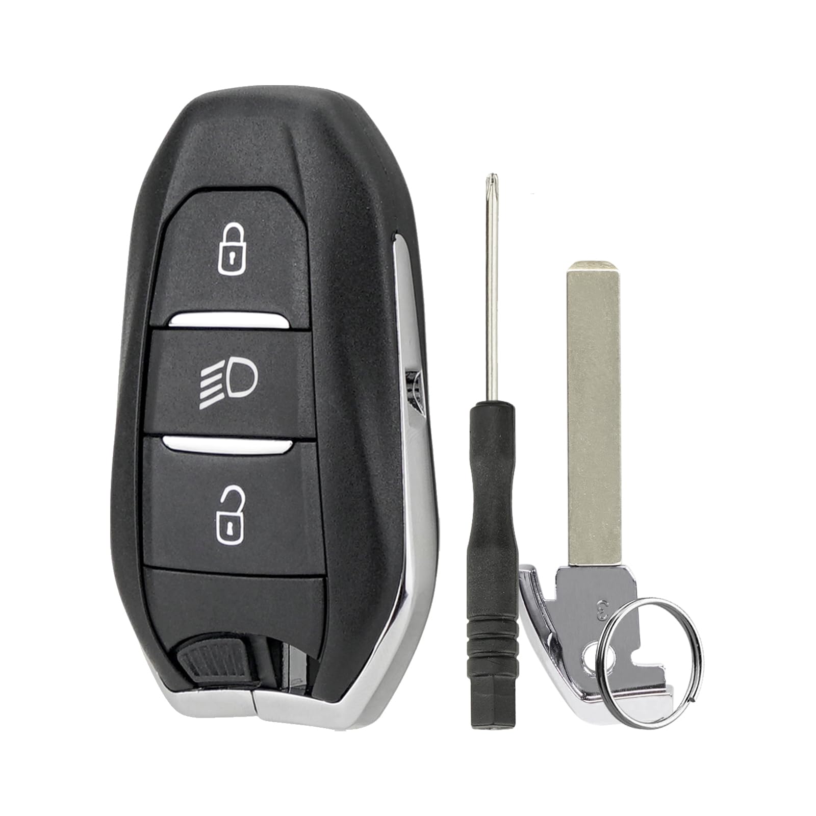 3-Tasten Austausch des Autoschlüsselgehäuses für Peugeot 308 208 5008 2008 3008 für Citroen für DS Smart Key Case mit Schraubendreher Schlüsselring Lichter Taste（VA2 Blade） von GZXNKEY