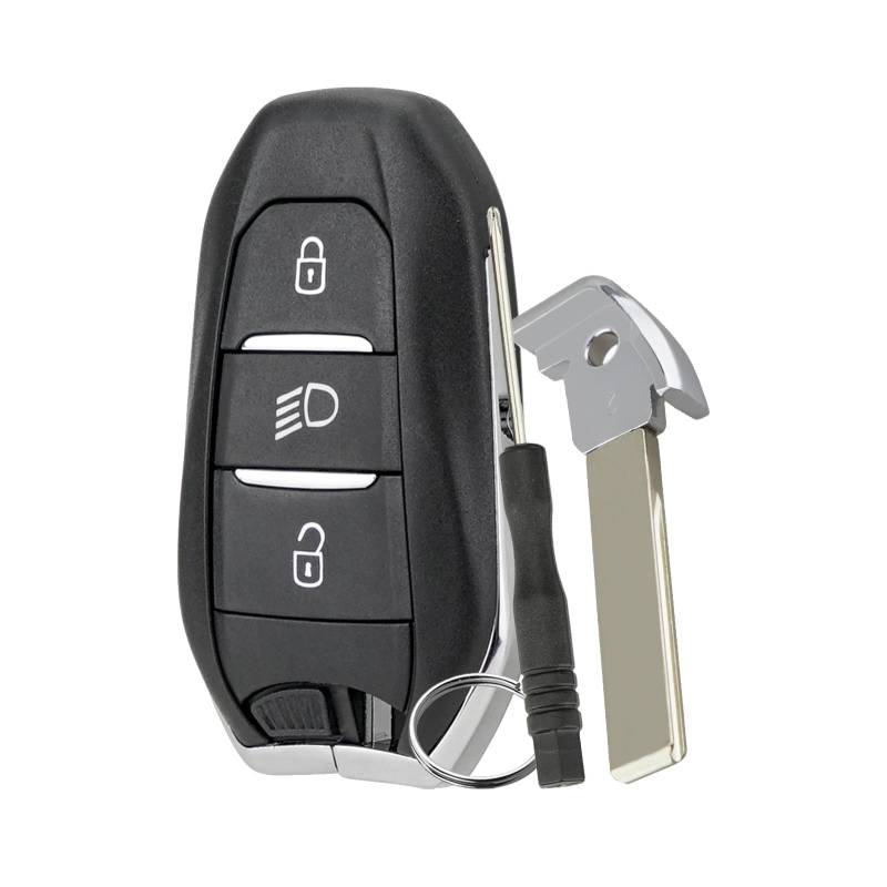 3-Tasten-Autoschlüssel-Etui für Peugeot 308 208 5008 2008 3008 Smart Key Case mit Schraubendreher Schlüsselring Lichter Taste（HU83 Blade） von GZXNKEY