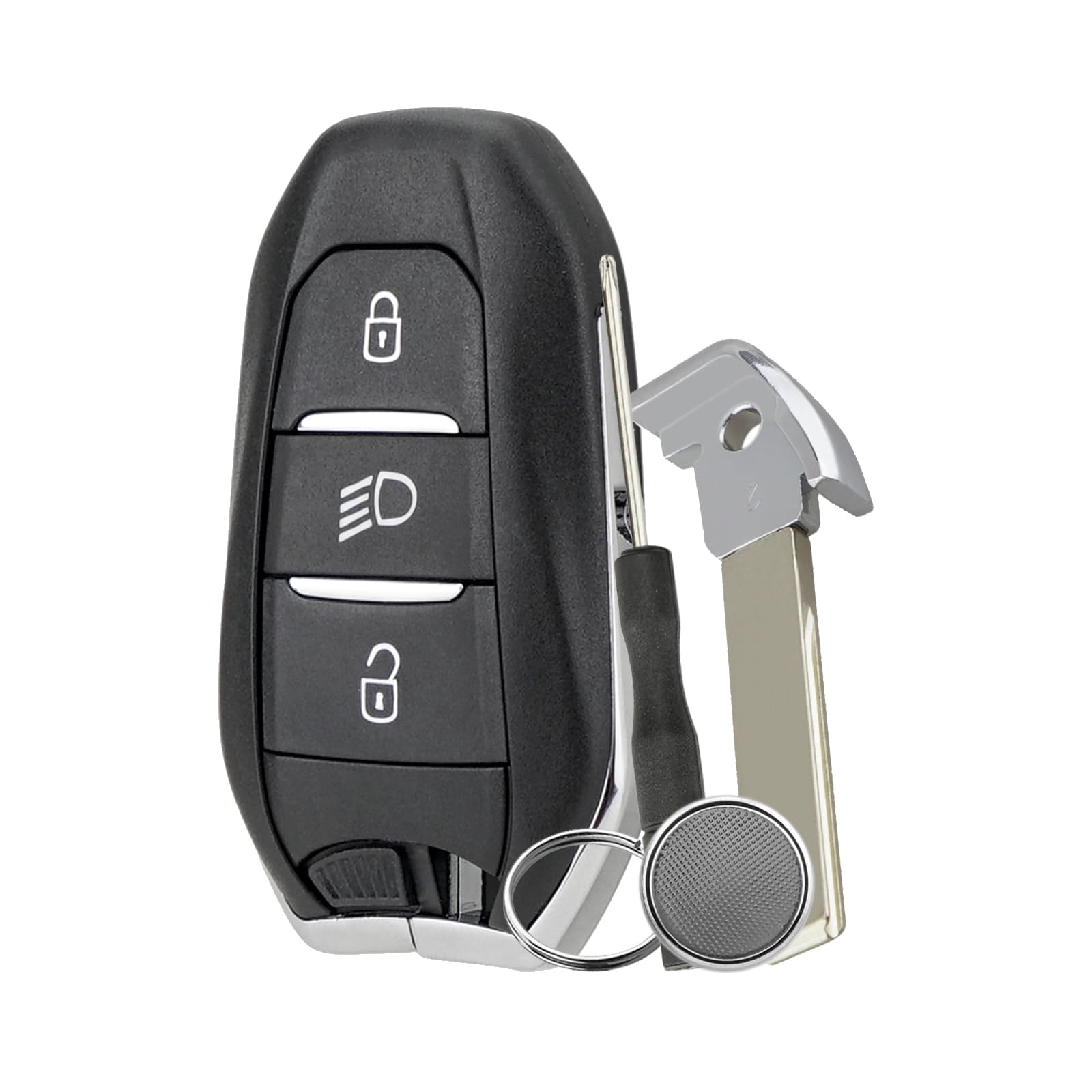 3-Tasten-Autoschlüssel Gehäuse-Etui für Peugeot 308 208 5008 2008 3008 Smart Schlüssel Gehäuse mit Schraubendreher Schlüsselring Lichter Taste mit CR2032 Batteri（HU83 Blade） von GZXNKEY