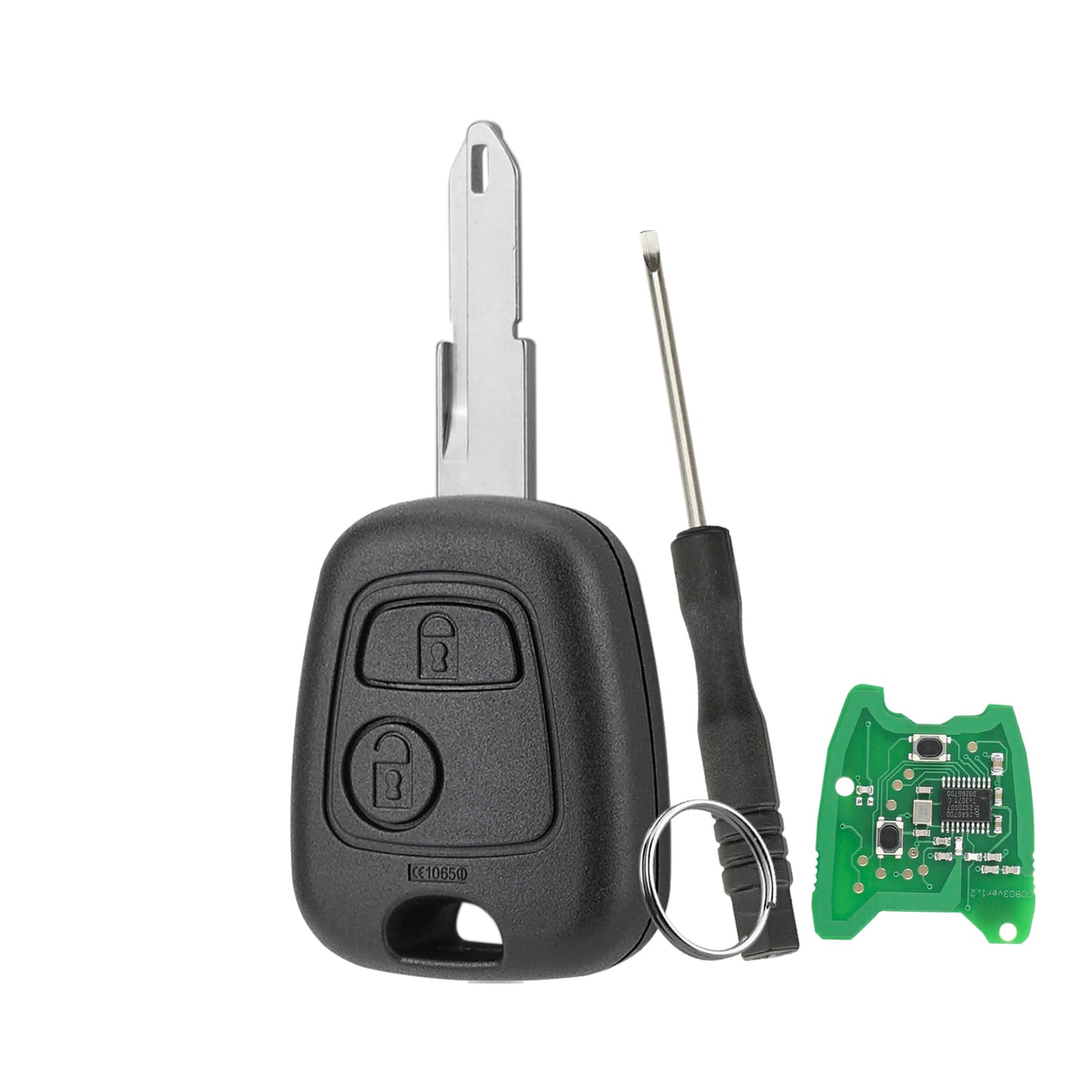 433Mhz Ask Auto Fernbedienung Schlüssel für Citroen C1 C2 C3 Picasso Xsara Peugeot gerade Fernbedienung mit elektronischen ID46 Chip mit Schraubendreher und Schlüsselring mit 206（NE73） Blade von GZXNKEY