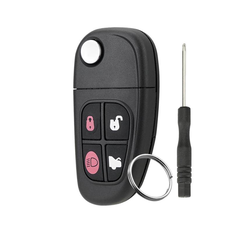 Autoschlüssel Klapp Schlüssel gehäuse Funkschlüssel für Land Rover Jaguar 4 Taste Folding Key Case mit Schraubendreher Schlüsselring von GZXNKEY