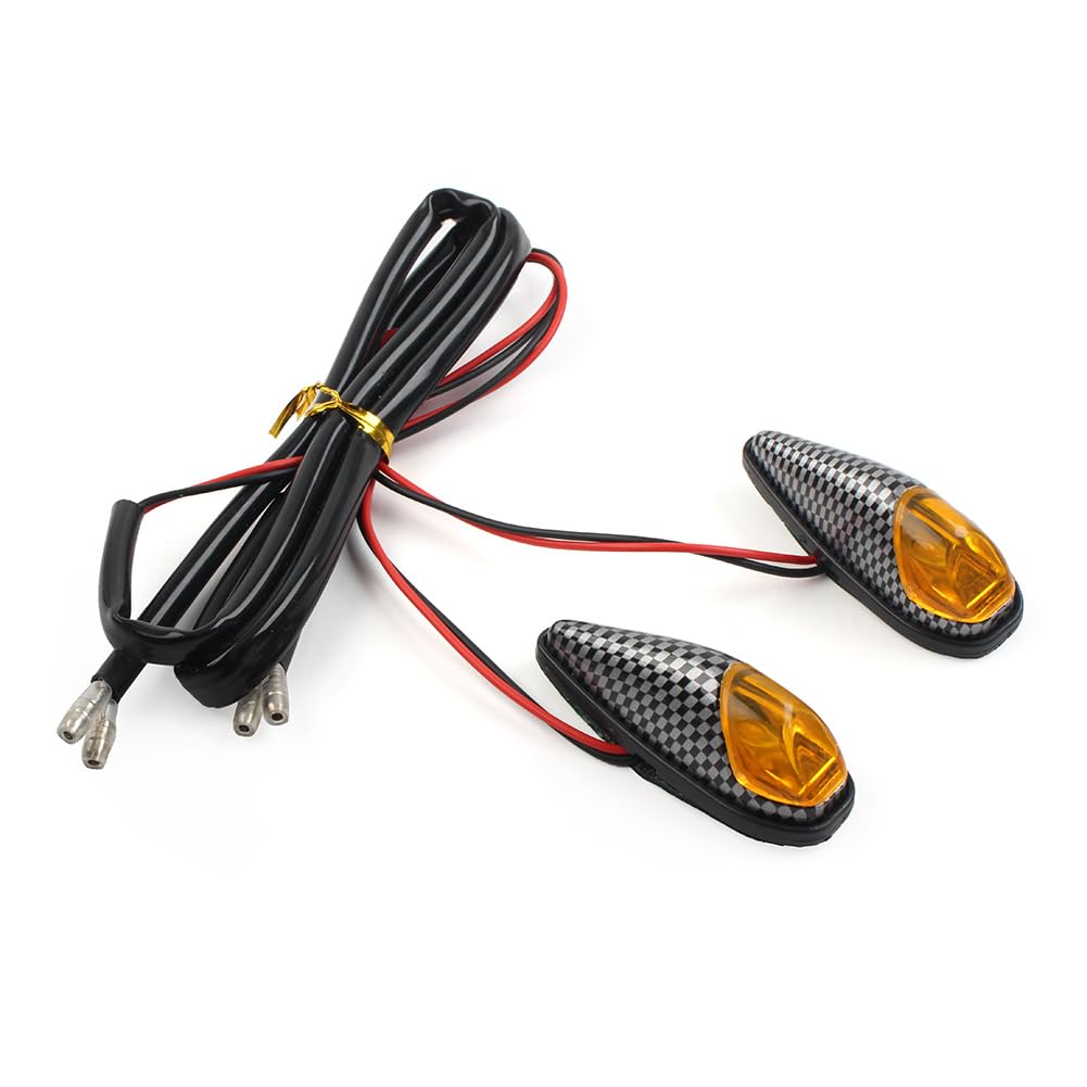 GZYF 2pcs Universal Motorcycle Turn Signals Lights Blinker Indicator,Front Yellow Lamps Side Marker Lights Mini For Motorcycles With 10mm Hole Fairing,Carbon fiber von GZYF