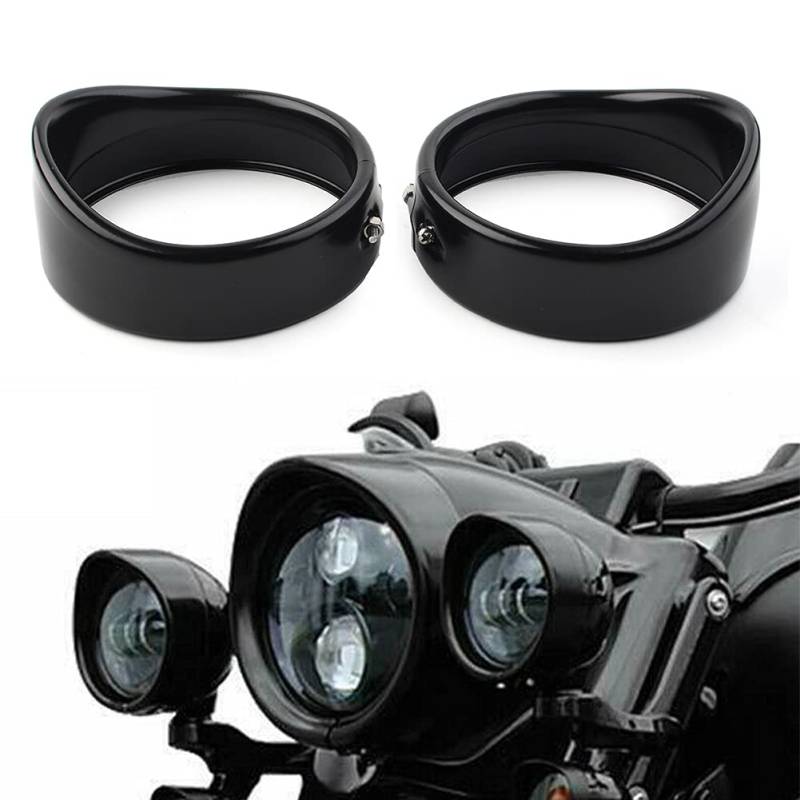 GZYF Motorcycle Front 4.5" Auxiliary Light Fog Light Bezel Ring Trim for Harley Electra Glide FLHT 1997-2013, Road King FLHR 1994-UP, Street Glide FLHX 2006-2016, Black von GZYF