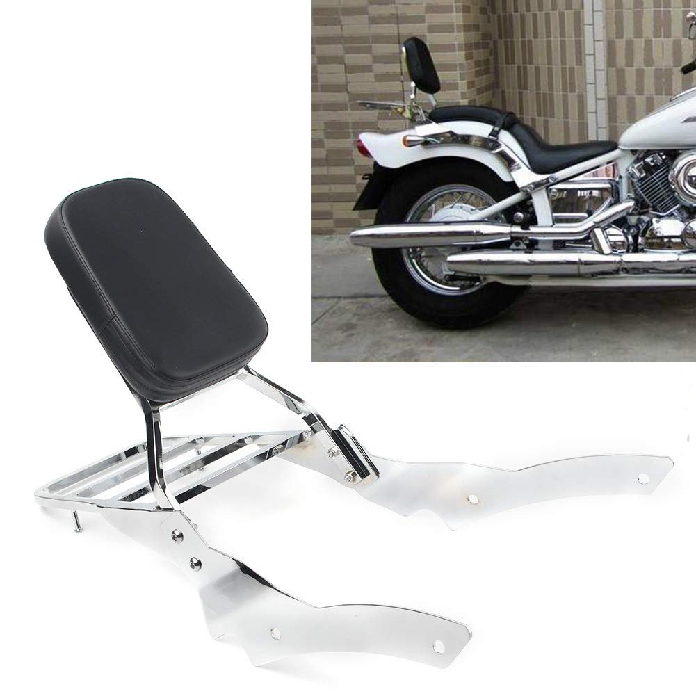 GZYF Motorrad Sissybar mit Gepäckträger Rückenlehne Beifahrer Kissen für V-Star 400 650 Custom 1686-2011 / Dragstar 400 650 Custom 1687-2011 von GZYF