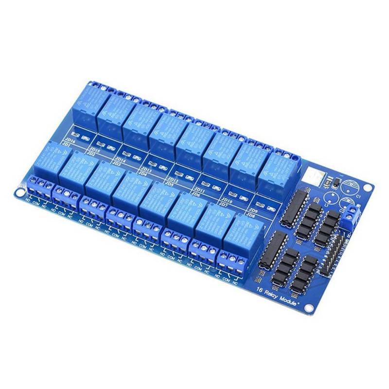 YFUK 5V 16-Kanal Relais Modul Shield Board Komponenten mit Optokoppler Blau 1pc von GZYF