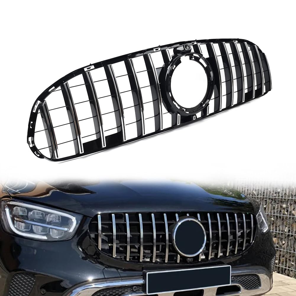 YFUK ABS Frontstoßstange GTR Style Mesh-Kühlergrill Chrom Für GLC Klasse W253 X253 GLC350 GLC43 GLC300 2020-2022 Auto von GZYF