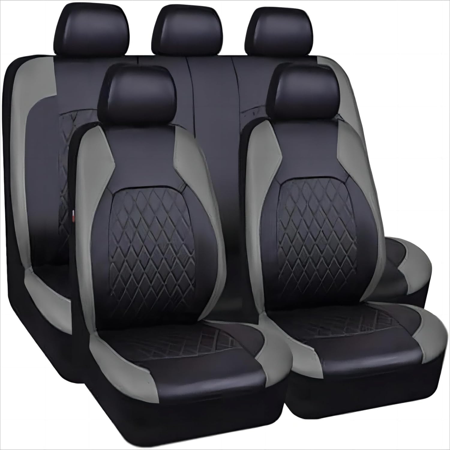 Autositzbezug für-Mitsubishi Colt Z30 / Colt ClearTec 2004-2012, Surround-Leder, Wasserdicht, Atmungsaktiv, rutschfest, Abnehmbar, Universelles Schutzzubehör, Black Gray von GaBlok