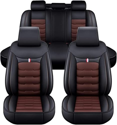 GaBlok Auto Sitzbezügesets für Renault Clio (2007-2008), Premium Leder Komfortables Verschleißfest Atmungsaktiv Innenraum Accessories,BlackCoffee-Deliver Pillow von GaBlok