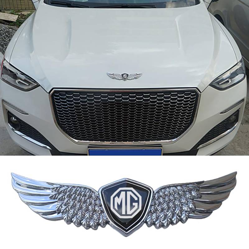 Auto Vorne Hinten Emblem Metall Flügel Styling für MG Emblem TF ZR ZS ES HS EZS Morris 3 GS MG3 5 6 7 Auto Aufkleber Aufkleber Zubehör,Silver Style von GaNkas