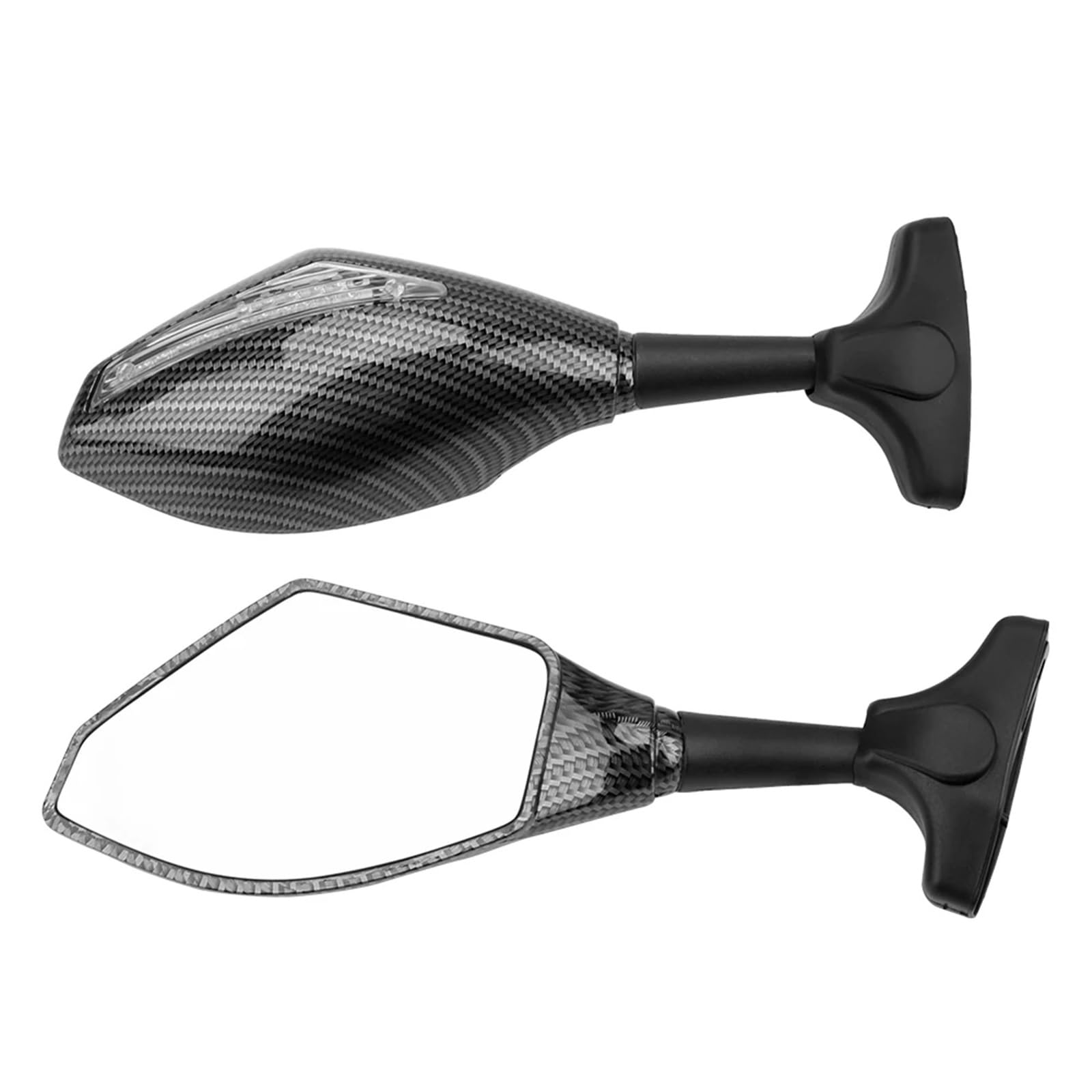 Motorrad Spiegel EIN Paar Blinker Integrierte Seite Spiegel Rückspiegel Universal Motorrad Blinker Spiegel Supermoto Spiegel(Carbon Fiber) von GaRcan-2501