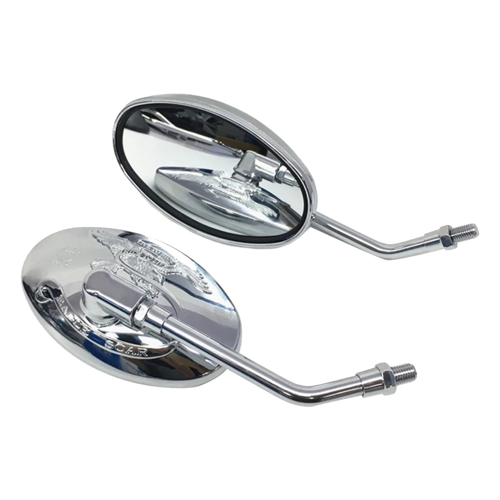 Motorrad Spiegel Universal Oval Chrome 10MM Motorrad Seitenspiegel Motorrad Rückspiegel Für XT 600 V Für Irago 125 535 1100 Für Vmax 1200 Supermoto Spiegel von GaRcan-2501