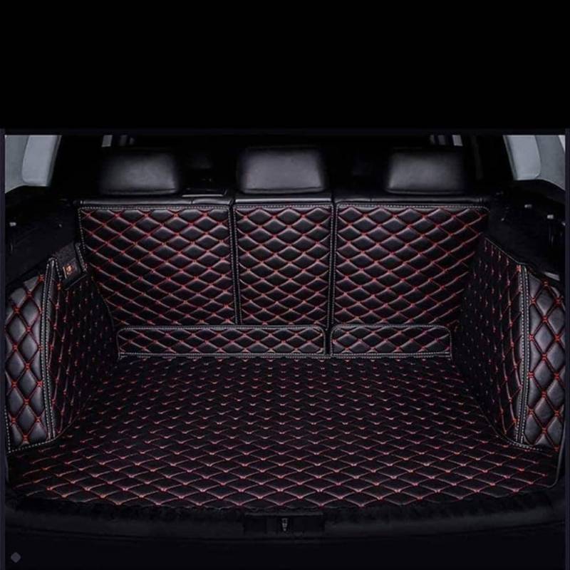 GaRcan Auto Leder Kofferraummatten für Peugeot 5008 5seats 2017-2023, Kofferraumwanne Kofferraummatte Kofferraum Schutzmatten Cargo Teppich ZubehöR,B/Black~Red von GaRcan