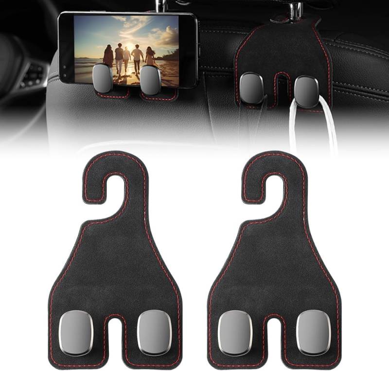 Autositz Doppelhaken für Kopfstütze, Auto Lagerung Haken, Auto Kopfstütze Haken Taschenhaken, Autositz Haken für Handtaschen, Universal Rücksitzhaken für Handtaschen und Geldbörsen (2PCS-Black) von Gahwa