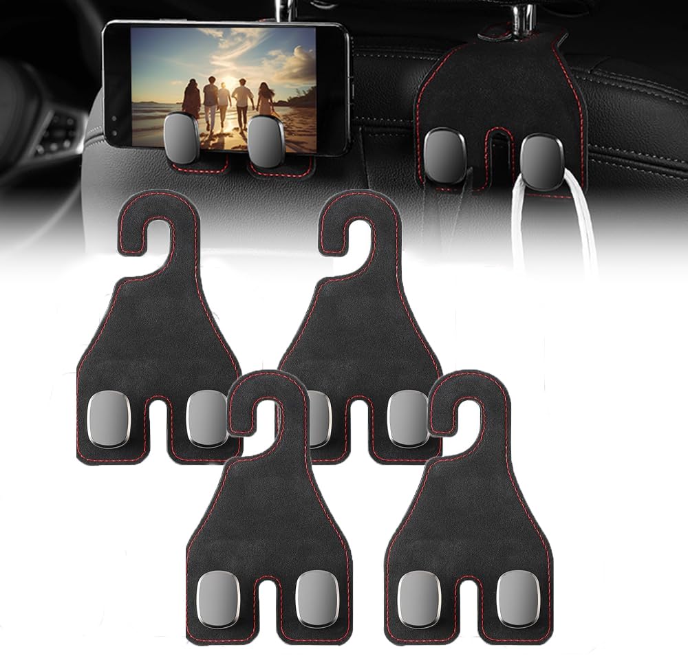 Autositz Doppelhaken für Kopfstütze, Auto Lagerung Haken, Auto Kopfstütze Haken Taschenhaken, Autositz Haken für Handtaschen, Universal Rücksitzhaken für Handtaschen und Geldbörsen (4PCS-Black) von Gahwa