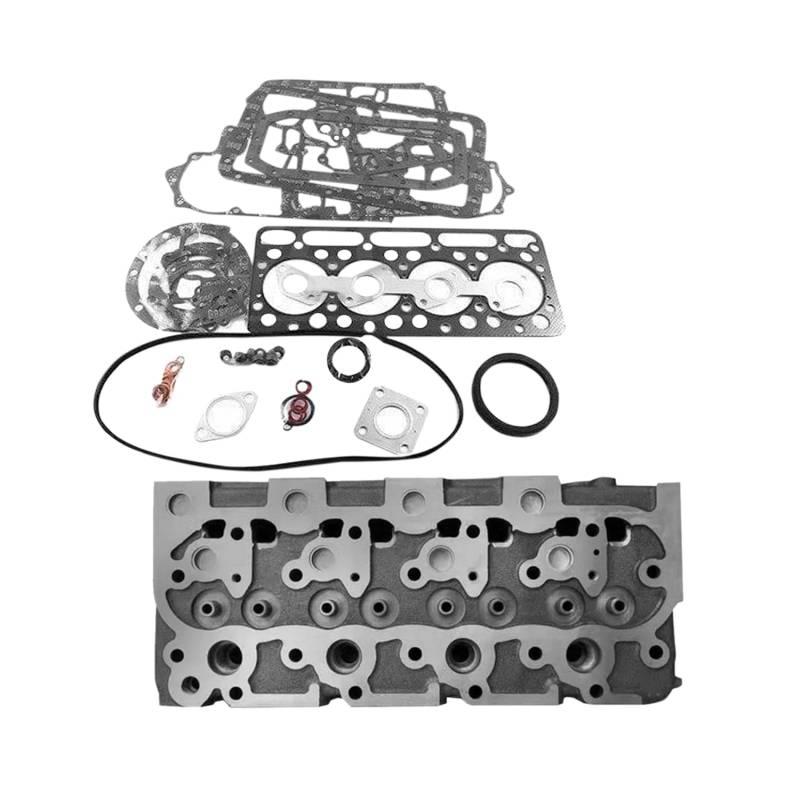 Galloparts Zylinderkopf und kompletter Dichtungssatz 6655475 kompatibel mit New Holland Skid-Steer Loader L555 L553 Kompatibel mit Kubota Motor V1902 Generator GV3170 GV3190 Bagger KX151 K101 von Galloparts