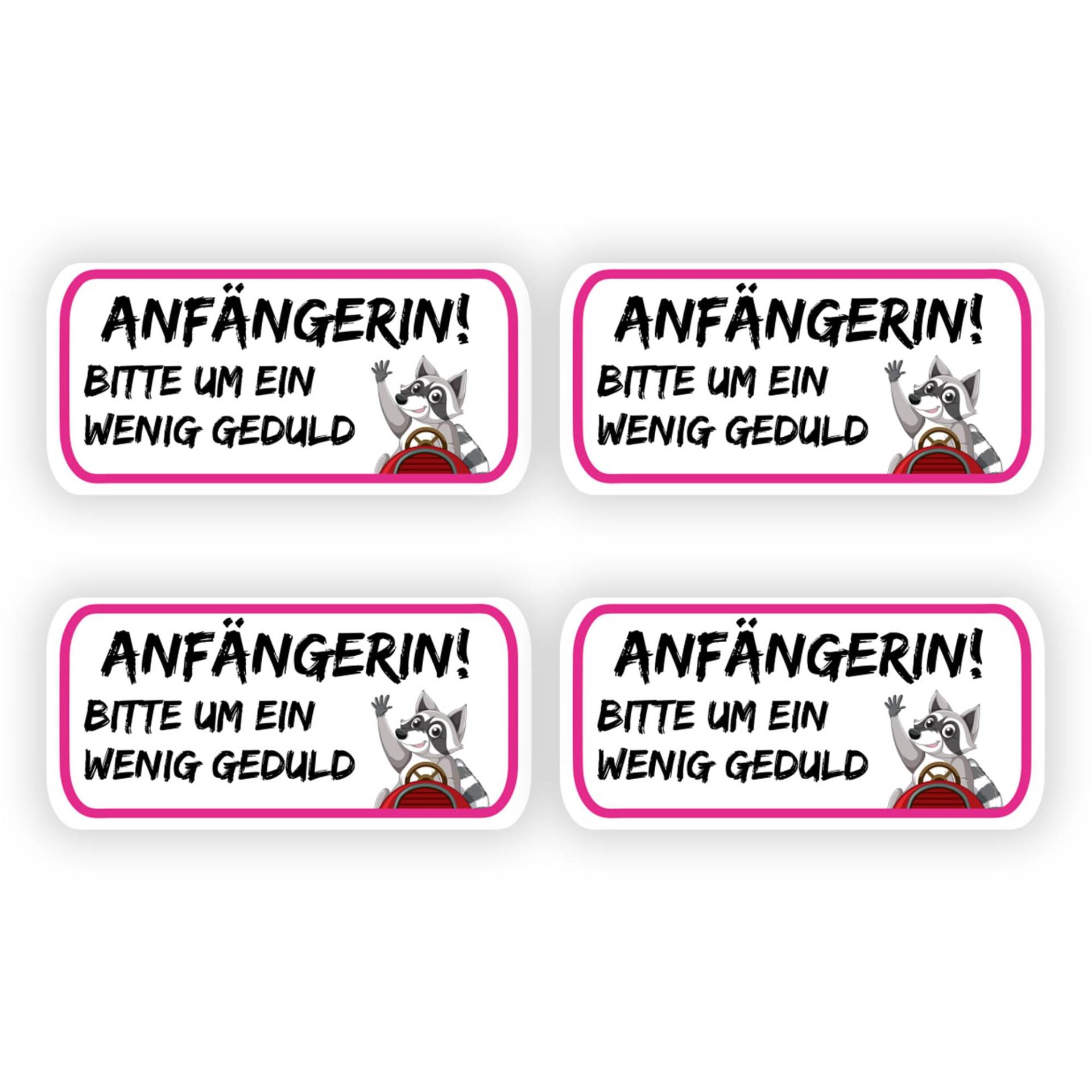 GamesMonkey® - 4 Anfänger-Aufkleber (20 x 10 cm) für Fahranfänger – Auto-Anfänger-Aufkleber – Führerschein-Geschenk – Anfänger-Aufkleber für die Fahrschule (1049-V3) von GamesMonkey