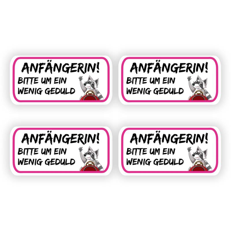 GamesMonkey® - 4 Anfänger-Aufkleber (20 x 10 cm) für Fahranfänger – Auto-Anfänger-Aufkleber – Führerschein-Geschenk – Anfänger-Aufkleber für die Fahrschule (1049-V3) von GamesMonkey