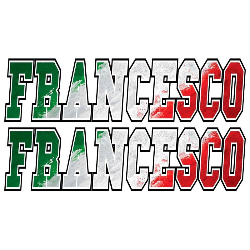 GamesMonkey Aufkleber Name 2 Stück - Flagge Italienisch - Francesco - 10 15 20 25 30 cm Set Personalisiert - 30 X 8 cm von GamesMonkey