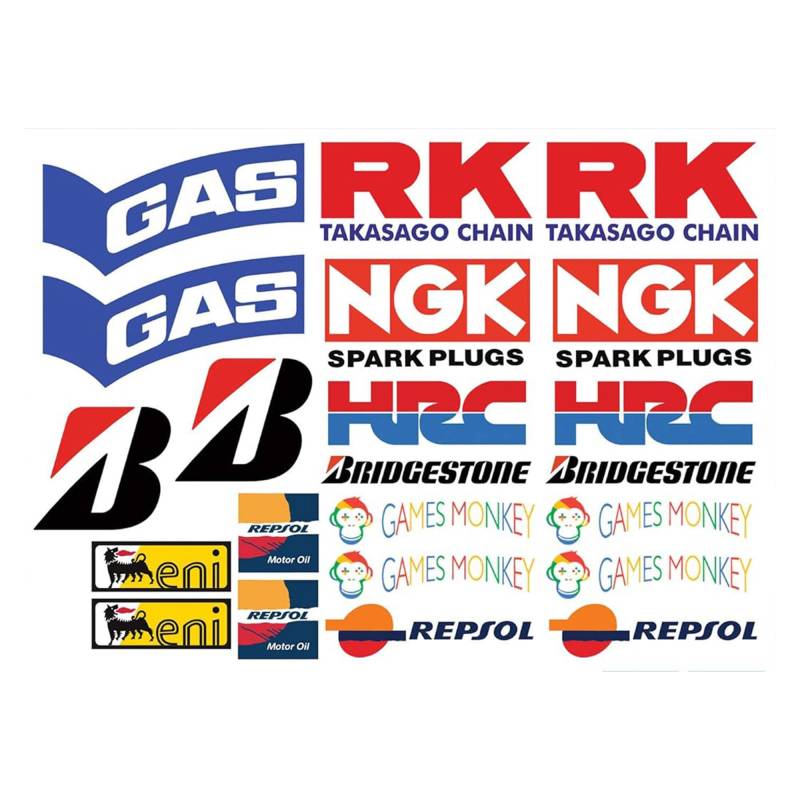 KIT Sticker Aufkleber - KIT ADESIVI Stickers Sponsor Moto 22PZ SBK Honda Yamaha Ducati Suzuki BMW APRLIA - gesamte Panel BIETEN Roller Motorrad Motocross von GamesMonkey