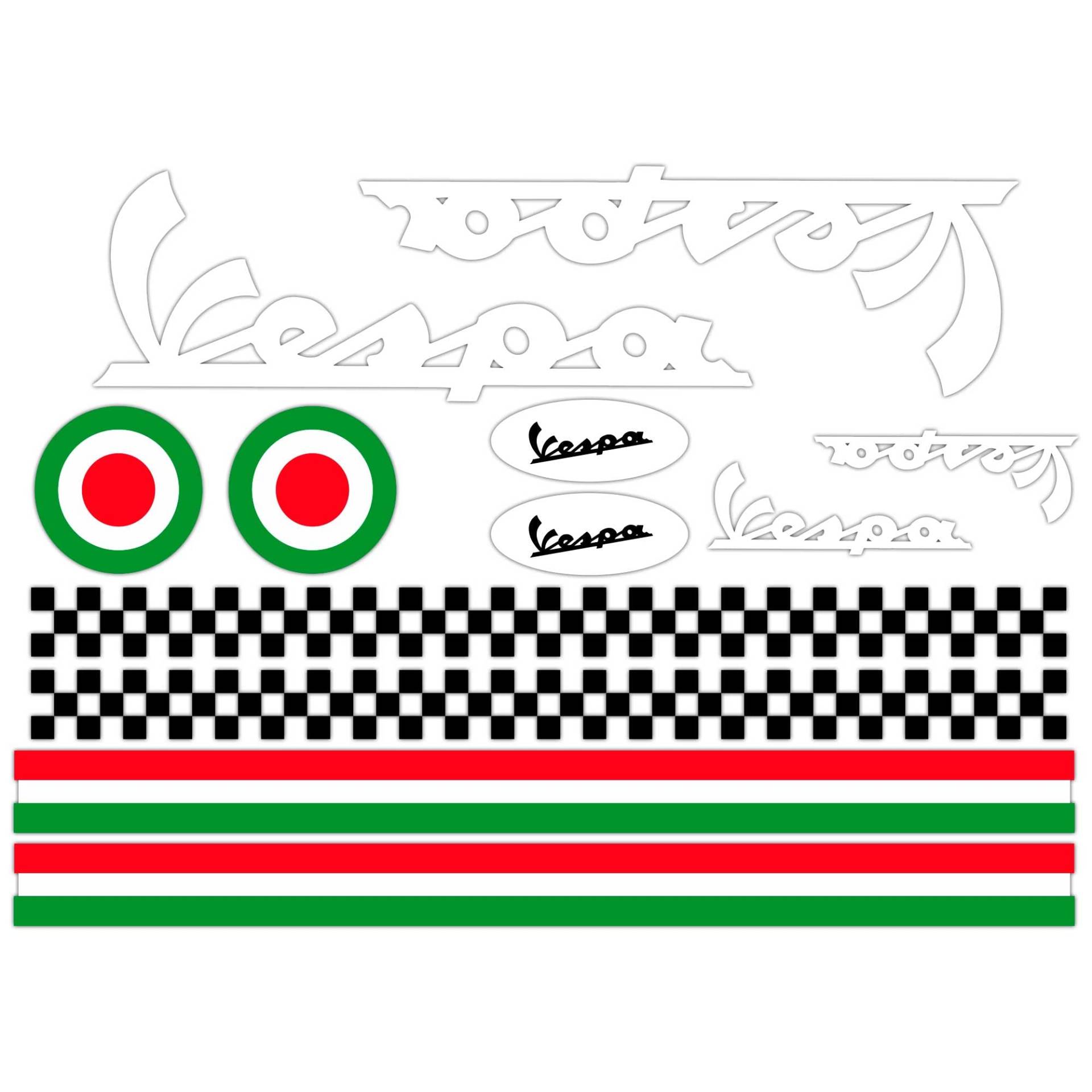 GamesMonkey Mas Di Vitale Maria Ditta Individuale Aufkleber Helm Set Vespa Weiß Streifen Italien Helmet Vinyl Poliert Sortiert in Vinyl von GamesMonkey