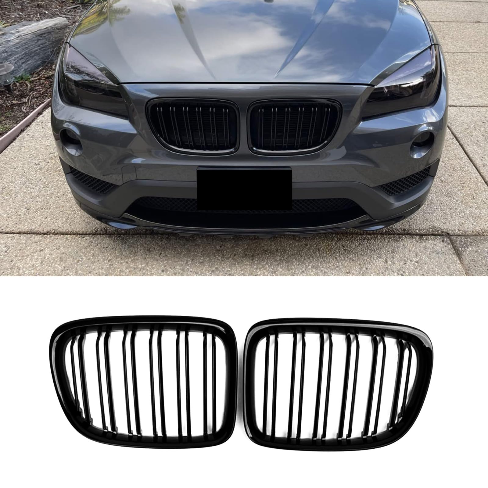 Gangying E84 Kühlergrille für BMW X1 E84 sDrive 16d 16i 18i 18d 20d 20i 28i xDrive 35i 25d 23d 28i 25i Doppelsteg Sport Kühlergrill 2009-2014 von Gangying