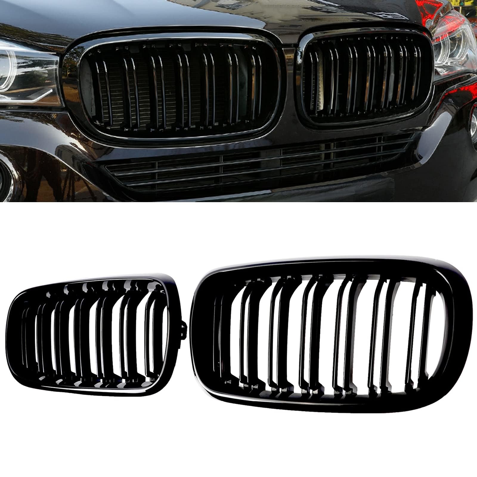 Gangying F15 F16 Kühlergrill für BMW X5 X6 F15 F16 Nieren Schwarz Doppelsteg Sport Kühlergrill Glanz Schwarz 2014 2015 2016 2017 2018 von Gangying