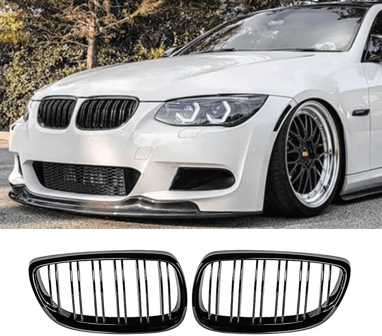 Gangying E92 Nieren Schwarz Passend für BMW 3er E92 E93 LCI Coupé/Cabrio 328i 335i Facelift 2011-2013 E93 Kühlergrill Schwarz Kühlergrill Vorne（Nicht für M3） von Gangying