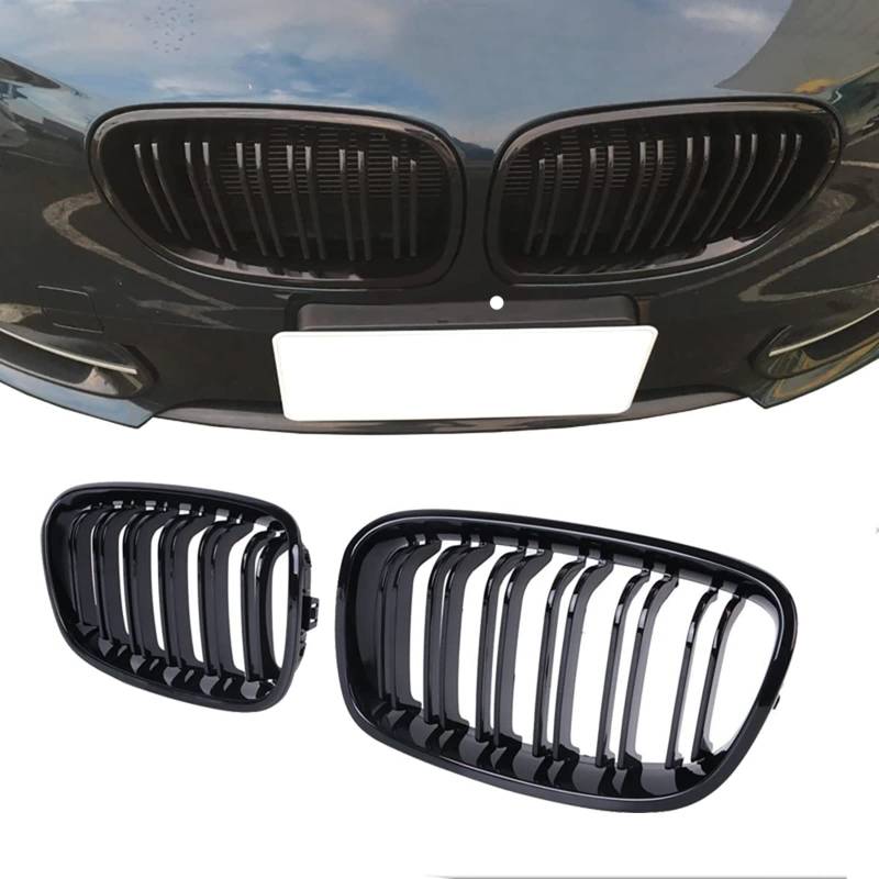 Gangying F20 Nieren Schwarz Kühlergrille Passend für BMW 1er F20 F21 2011 2012 2013 2014 Doppelsteg Grill Glanz Schwarz Kühlergrill Vorne von Gangying