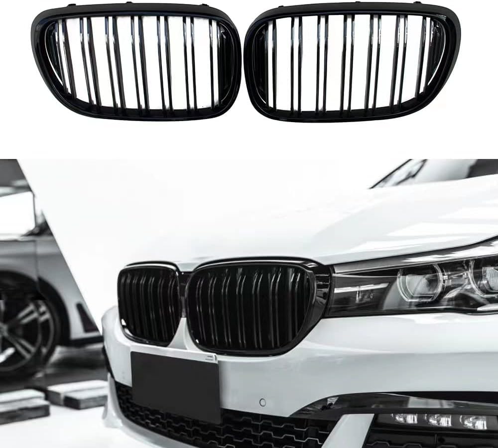 G11 Kühlergrille passend für BMW 7er G11 G12 740i 750i etc Nieren Schwarz Doppelsteg Nieren 2016-2018 von Gangying