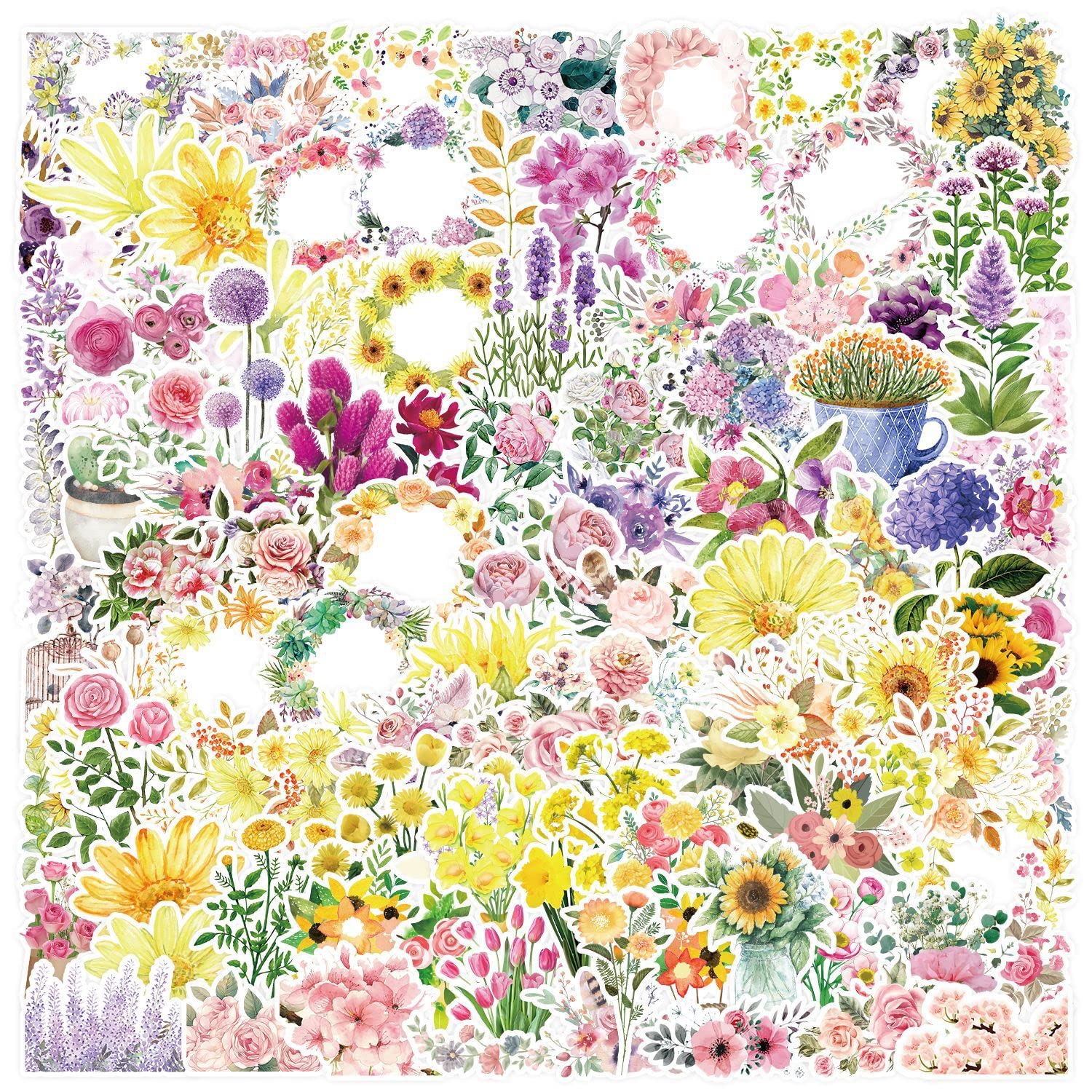 100 Stück Blumen Vintag Wasserfeste Aufkleber Sticker Set für Kinder Jugendliche Flower Aesthetics Vinyl Aufkleber für Auto Laptop Skateboard Fahrrad Moped Motorrad Motorräder Gepäck Computer Koffer von Gaojiwanju