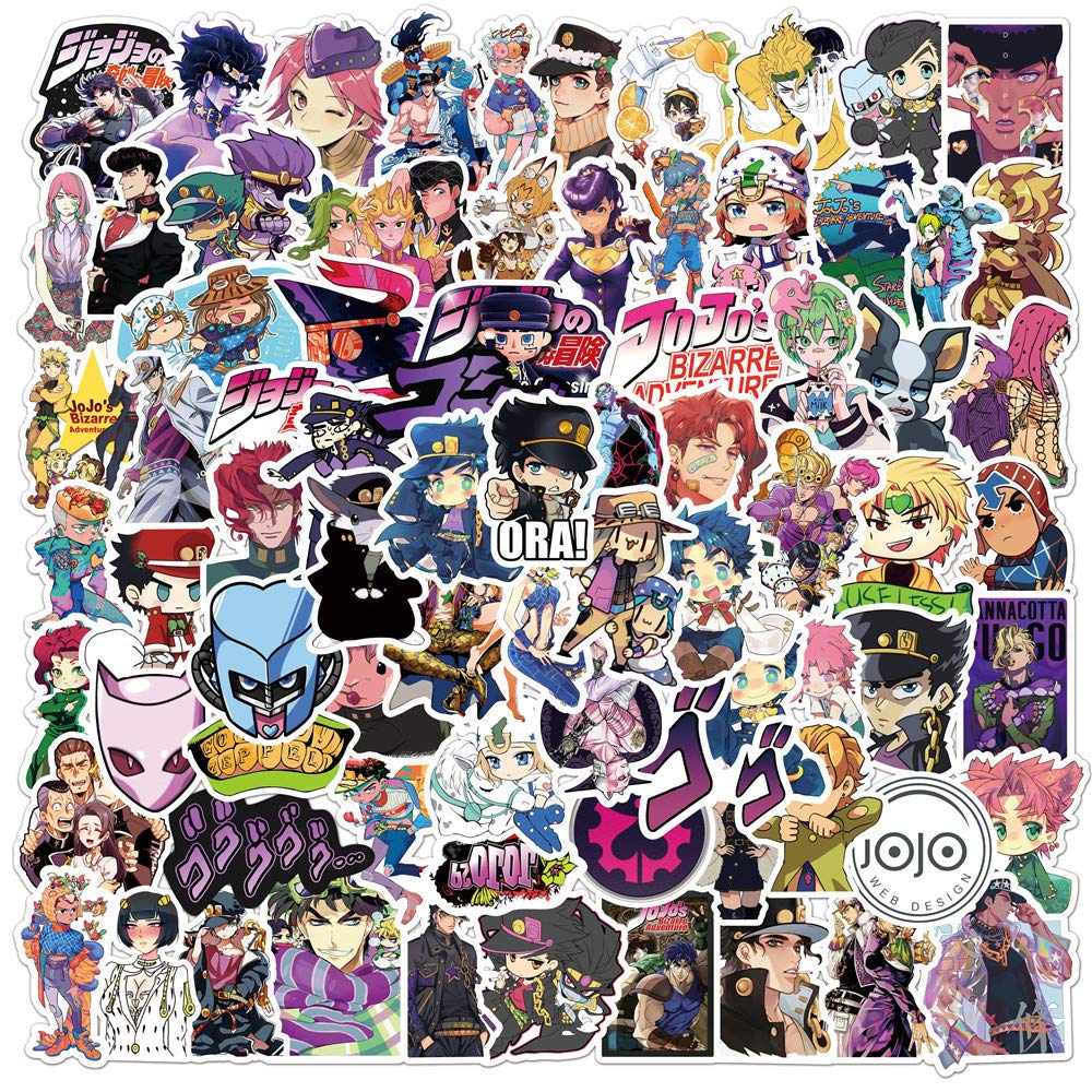 100 Stück JoJo's Bizarre Adventure Wasserfeste Aufkleber Sticker Set für Kinder Jugendliche Cartoon Vinyl Aufkleber für Auto Laptop Skateboard Fahrrad Moped Motorrad Motorräder Gepäck Computer Koffer von Gaojiwanju