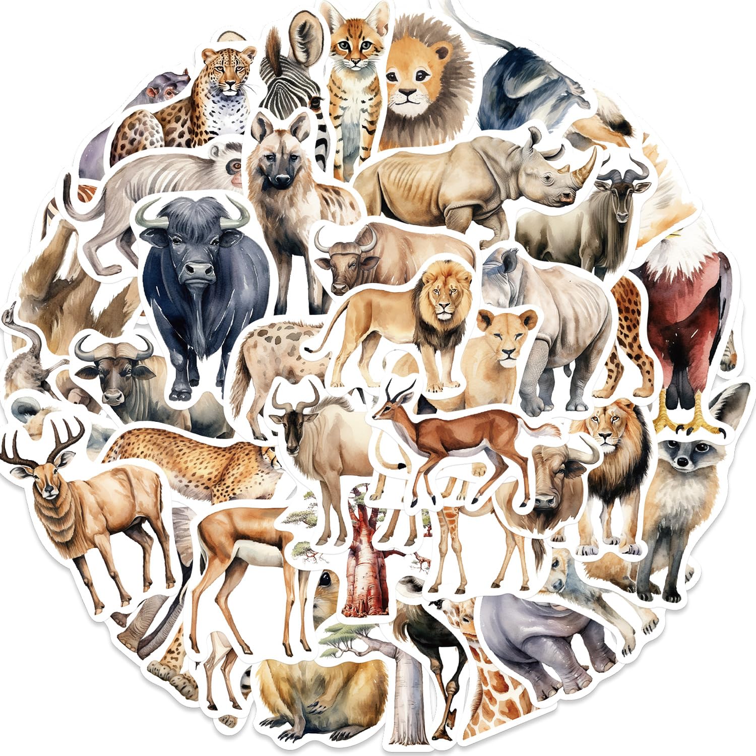 50 Stück Animal Food Wasserfeste Aufkleber Sticker Set für Kinder Jugendliche African Animals Vinyl Aufkleber für Auto Laptop Skateboard Fahrrad Moped Motorrad Motorräder Gepäck Computer Koffer von Gaojiwanju