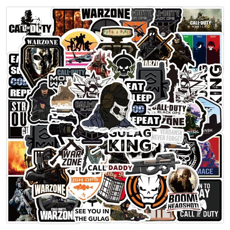 50 Stück Anime Call of Duty Wasserfeste Aufkleber Sticker Set Graffiti Aufkleber für Kinder Jugendliche Vinyl Aufkleber für Auto Laptop Skateboard Fahrrad Moped Motorrad Motorräder Gepäck Computer von Gaojiwanju