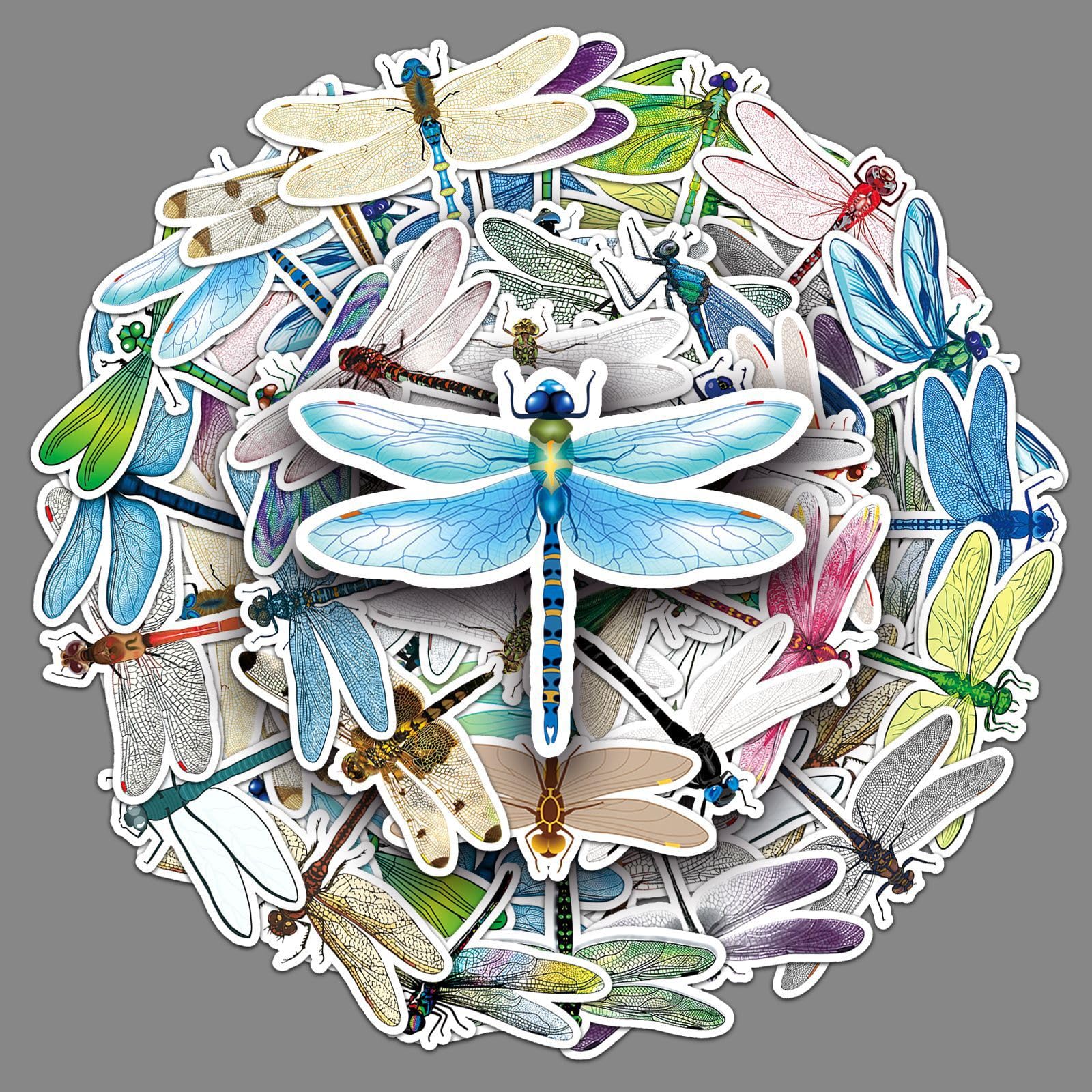 50 Stück Dragonfly Insekten Cartoon Wasserfeste Aufkleber Sticker Set für Kinder Jugendliche Whales Vinyl Aufkleber für Auto Laptop Skateboard Fahrrad Moped Motorrad Motorräder Gepäck Computer Koffer von Gaojiwanju