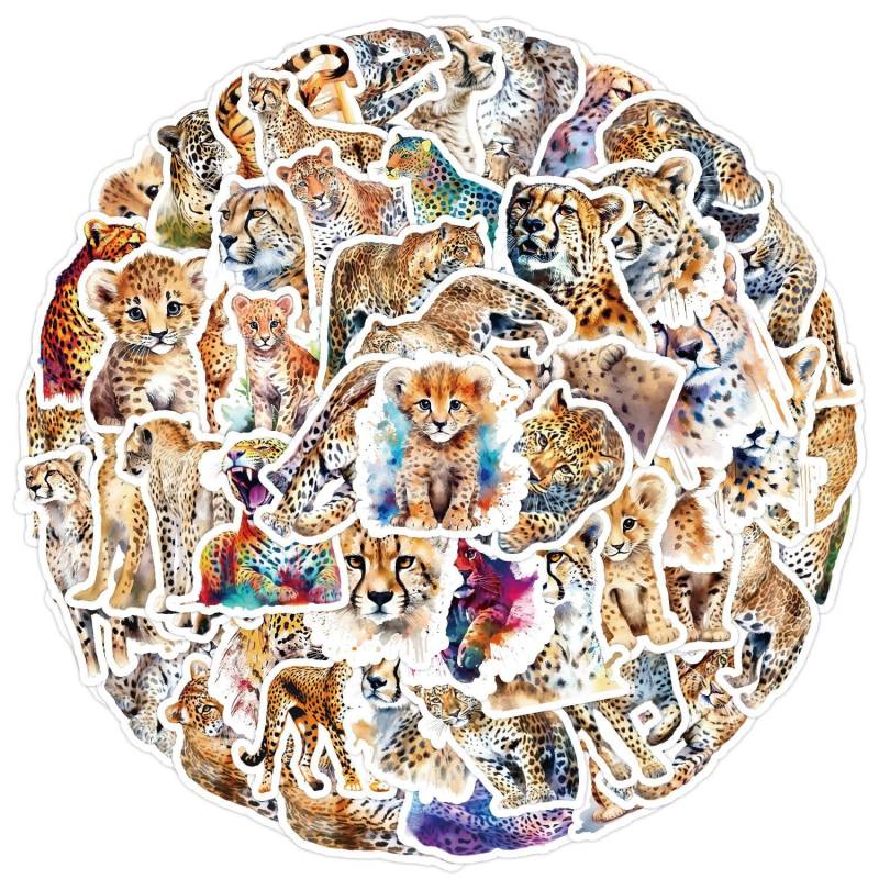 50 Stück Safari Tiere Leopard Wasserfeste Aufkleber Sticker Set für Kinder Jugendliche Leopard Vinyl Aufkleber für Auto Laptop Skateboard Fahrrad Moped Motorrad Motorräder Gepäck Computer Koffer von Gaojiwanju