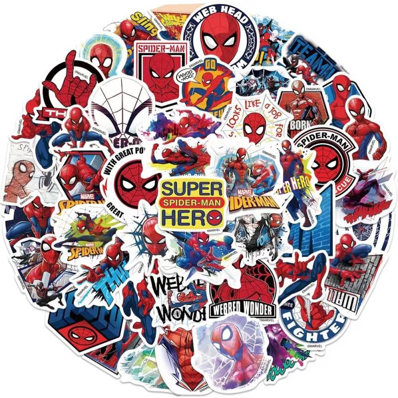 50 Stück Spider-man Wasserfeste Aufkleber Sticker Set für Kinder Jugendliche Klassische Film Vinyl Aufkleber für Auto Laptop Skateboard Fahrrad Moped Motorrad Motorräder Gepäck Computer Koffer von Gaojiwanju