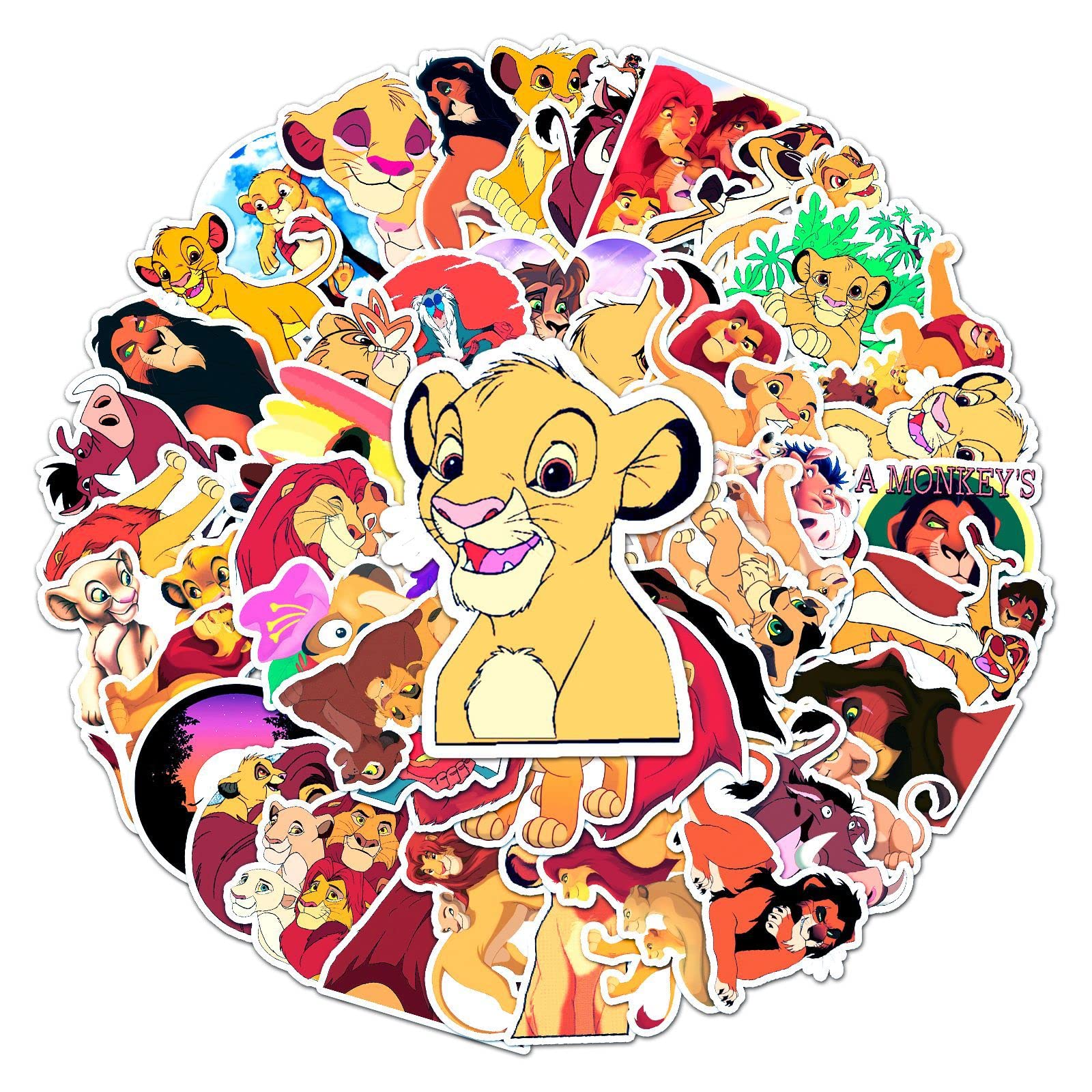 50 Stück The Lion King Wasserfeste Aufkleber Sticker Set für Kinder Jugendliche The Lion King Vinyl Aufkleber für Auto Laptop Skateboard Fahrrad Moped Motorrad Motorräder Gepäck Computer Koffer von Gaojiwanju